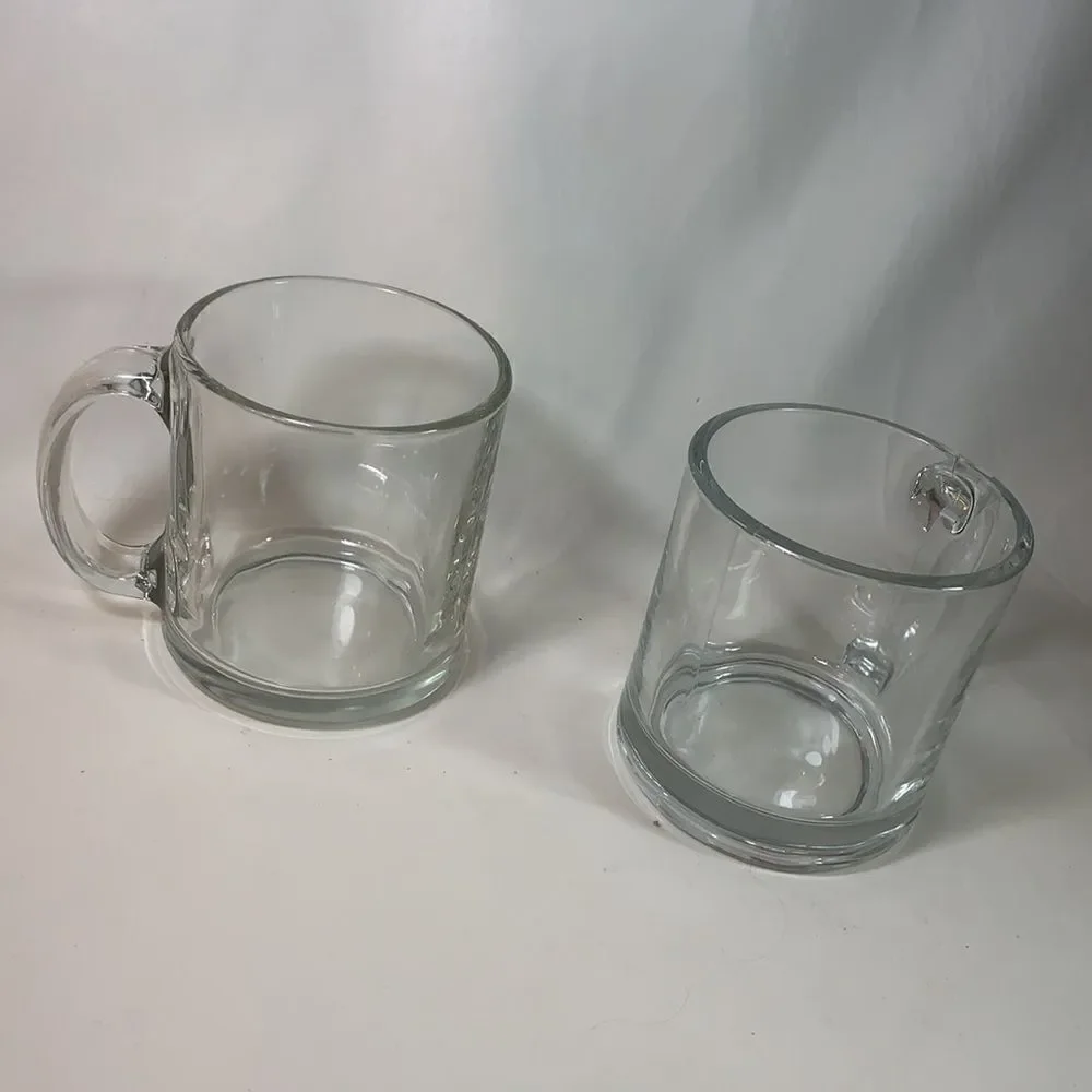 Clear Glass Mugs Coffee Cappuccino Tea Cocoa Cocktail 12 Ounces Each Set Of 2
